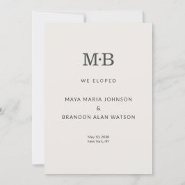 Convites Minimal Modern Elopement Announcement Card