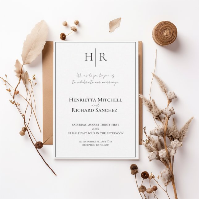 Convites Minimal Modern Monogram Wedding Invitation (Criador carregado)