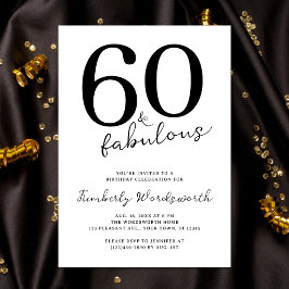 Convites Minimal Modern Sixty and Fabulous 60th Birthday