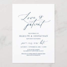 Convites Minimal Navy, O amor é paciente, casamento adiado