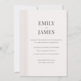 Convites Minimal Old Money Brown Stripe and Ivory Wedding 