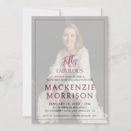 Convites Minimal Photo Fifty and Fabulous Birthday Party