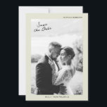 Convites Minimal Photo Wedding Save the Date Card<br><div class="desc">Minimal photo wedding Save the Date card designed for a modern vineyard or summer wedding. This elegant editorial-style announcement blends timeless minimalist aesthetics with romantic photography, perfect for the sophisticated bride planning a wine country, garden, or destination celebration. Style it with handmade paper envelopes, soft greenery, and calligraphy addressing for...</div>