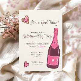 Convites Minimal Pink Champagne Galentines Invitation