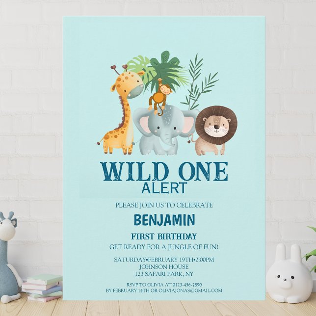 Convites Minimal Safari Wild One Birthday  (Criador carregado)