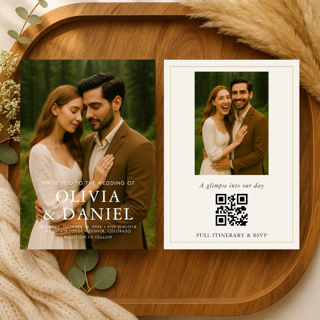 Convites Minimal Simple Photo Wedding Invitation (Criador carregado)