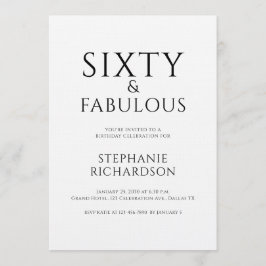 Convites Minimal Sixty and Fabulous 60th Birthday Party