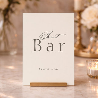 Convites Minimal Taupe Dessert Table Sign