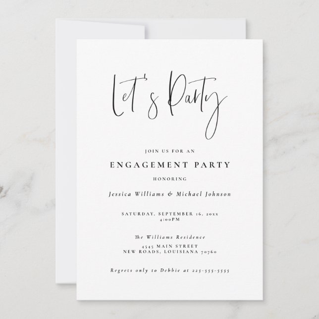 Convites Minimal Typography Engagement Party Invitation (Frente)