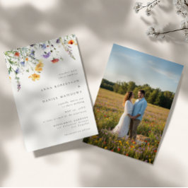 Convites Minimal Watercolor Floral Wedding Invitation