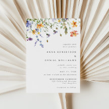 Minimal Watercolor Wildflower Wedding Invitation