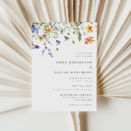 Convites Minimal Watercolor Wildflower Wedding Invitation