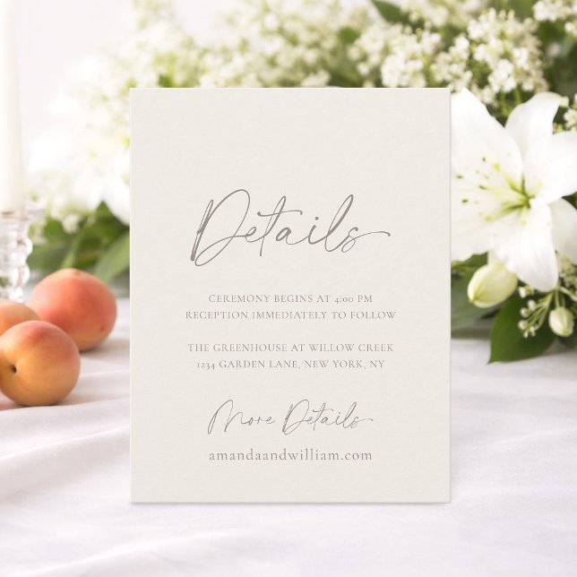 Convites Minimal Wedding Details Card (Criador carregado)