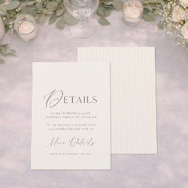 Convites Minimal Wedding Details Card | Neutral Classic
