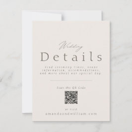 Convites Minimal Wedding Details Card with QR Code
