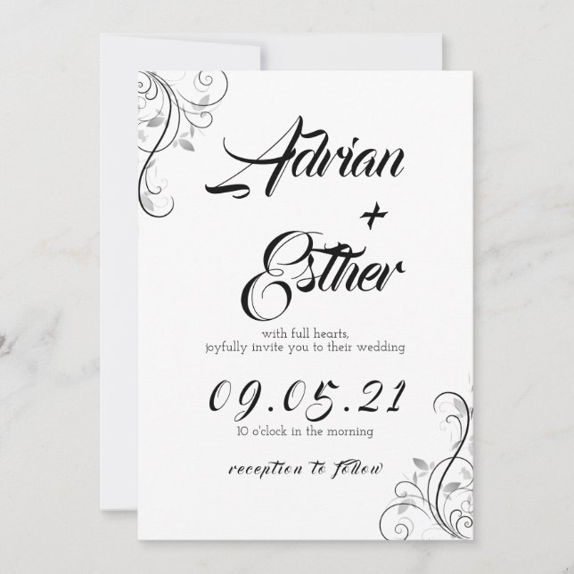 Convites Minimal wedding invitation card (Frente)