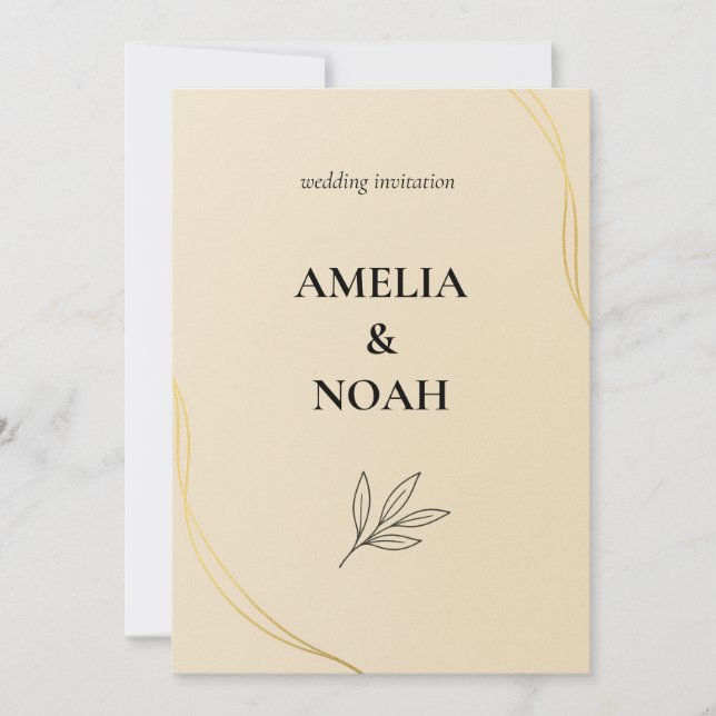 Convites Minimal Wedding Invitation Template – Elegant  (Frente)