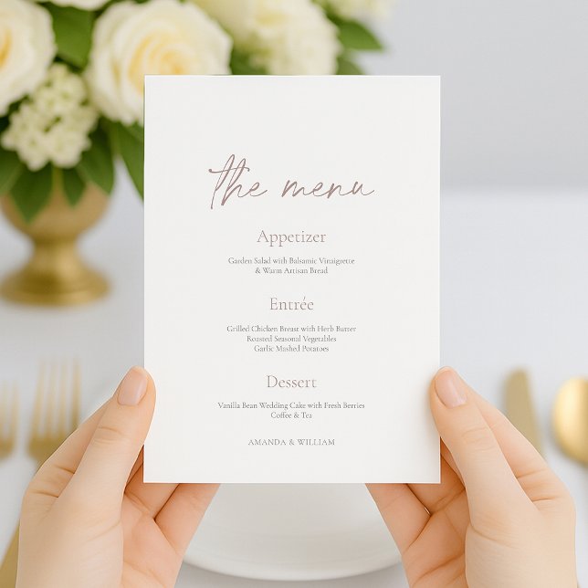 Convites Minimal Wedding Reception Menu with Thank You Card (Criador carregado)