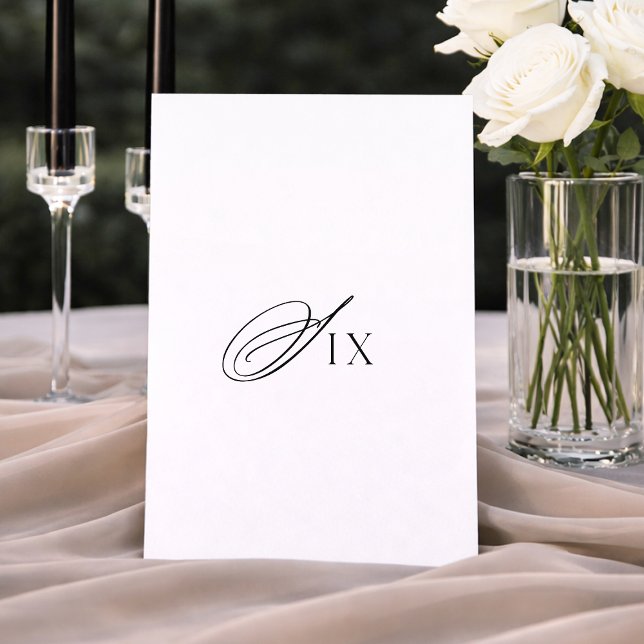Convites Minimal Wedding Table Number Six Sign (Criador carregado)