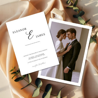 Convites Minimal White and Black Wedding Invitation card