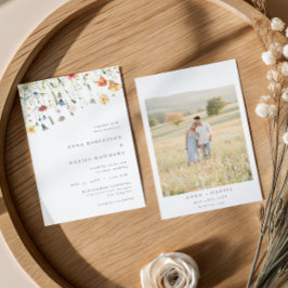 Convites Minimal Wildflower Photo Wedding Invitation