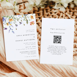Convites Minimal Wildflower QR Code Wedding Invitation