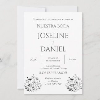 Convites Minimalis Wedding Invitation in Spanish