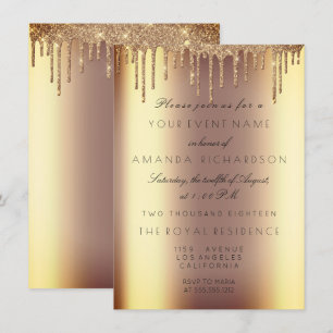 Convites Minimalismo Brilho Degas Dourado Aniversário Sépia