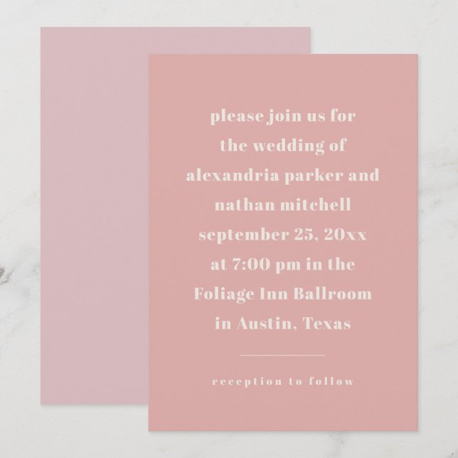 Convites Minimalismo colorido | Rosa Moderno (Frente/Verso)