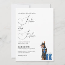 Minimalismo com casamento de cachorro Doberman