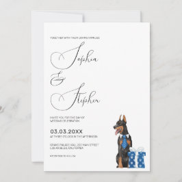 Convites Minimalismo com casamento de cachorro Doberman