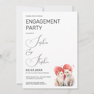 Convites Minimalismo com o noivado de casamento de gatos
