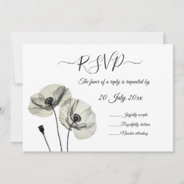 Convites Minimalismo Elegante Simples Poppies Pretos e Bran