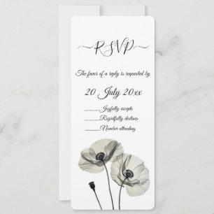 Convites Minimalismo Elegante Simples Poppies Pretos e Bran