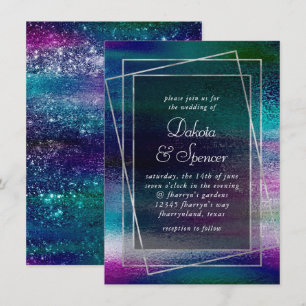 Convites Minimalismo Glitzy Casamento Holográfico Irides
