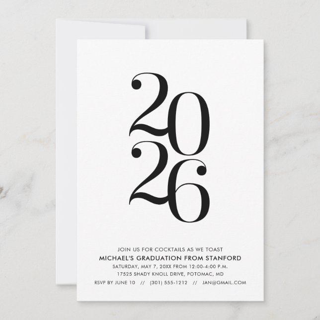 Convites Minimalist 2026 Graduation Party Invitation (Frente)