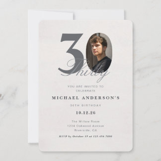 Convites Minimalist 30th Year Birthday Invitation
