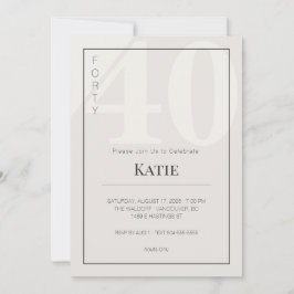 Convites Minimalist 40th Milestone Birthday Celebration