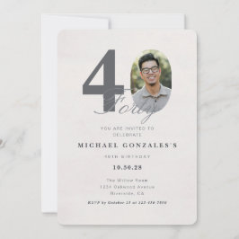 Convites Minimalist 40th Year Birthday Invitation
