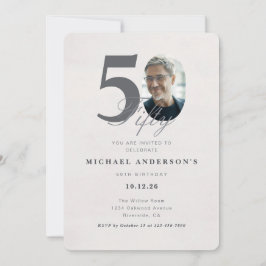 Convites Minimalist 50th Year Birthday Invitation