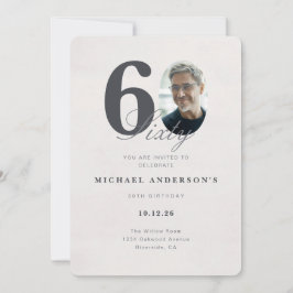 Convites Minimalist 60th Year Birthday Invitation
