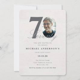 Convites Minimalist 70th Year Birthday Invitation