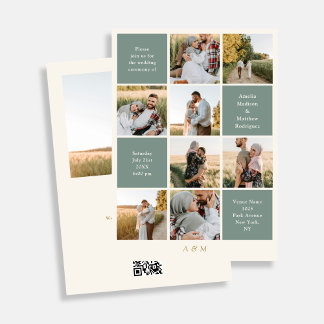 Convites Minimalist 9 Photo Ivory Sage Green Wedding 