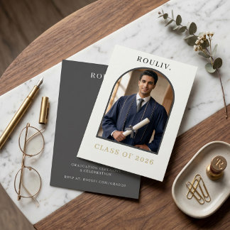 Convites Minimalist Arch Photo Graduation Invite | ROULIV