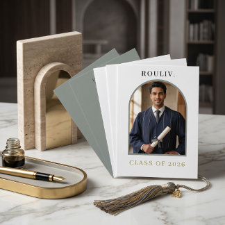 Convites Minimalist Arch Photo Graduation | Stone Grey