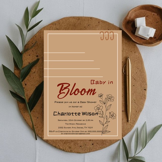 Convites Minimalist Baby In Bloom Wildflower Baby Shower (Criador carregado)