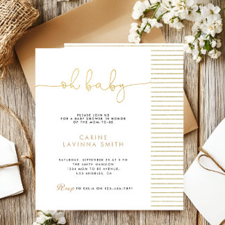 Convites Minimalist Baby shower script modern invitation
