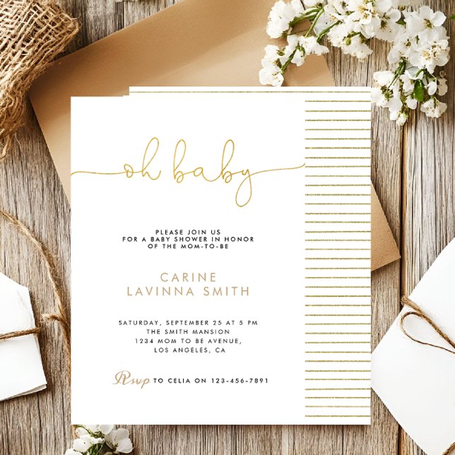 Convites Minimalist Baby shower script modern invitation (Criador carregado)