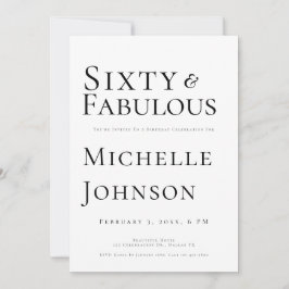 Convites Minimalist Black 60 & Fabulous 60th Birthday Party
