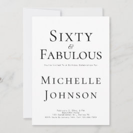 Convites Minimalist Black 60 & Fabulous 60th Birthday Party